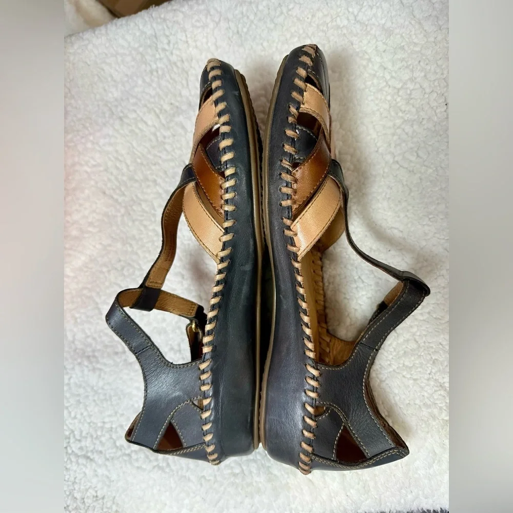 Pikolinos Navy Blue Leather Sandals P. Vallarta Size 39 US 8 / 8.5 - Picture 5 of 12